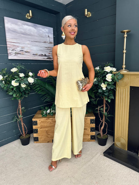 Juno Longline Top & Trouser Set Yellow