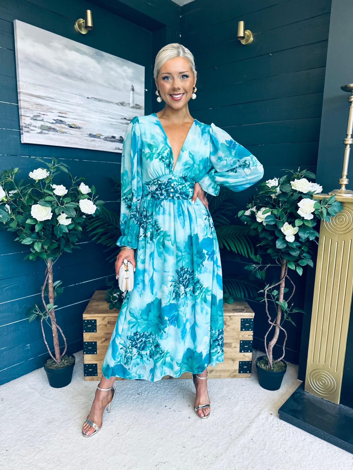 Bailey Banded Midi Dress Floral Marine