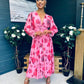 Bailey Banded Midi Dress Floral Pink