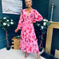 Bailey Banded Midi Dress Floral Pink