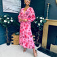 Bailey Banded Midi Dress Floral Pink