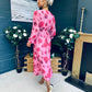 Bailey Banded Midi Dress Floral Pink