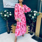Bailey Banded Midi Dress Floral Pink