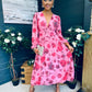 Bailey Banded Midi Dress Floral Pink