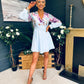Ruth Wrap Mini Skater Dress Floral Blue