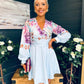 Ruth Wrap Mini Skater Dress Floral Blue