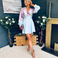 Ruth Wrap Mini Skater Dress Floral Blue