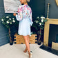 Ruth Wrap Mini Skater Dress Floral Blue