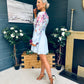 Ruth Wrap Mini Skater Dress Floral Blue
