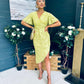 Natasha Angel Sleeve Wrap Midi Dress Lime