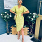 Natasha Angel Sleeve Wrap Midi Dress Lime