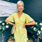 Natasha Angel Sleeve Wrap Midi Dress Lime