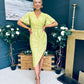 Natasha Angel Sleeve Wrap Midi Dress Lime