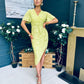 Natasha Angel Sleeve Wrap Midi Dress Lime