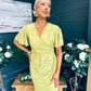 Natasha Angel Sleeve Wrap Midi Dress Lime