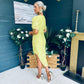 Natasha Angel Sleeve Wrap Midi Dress Lime