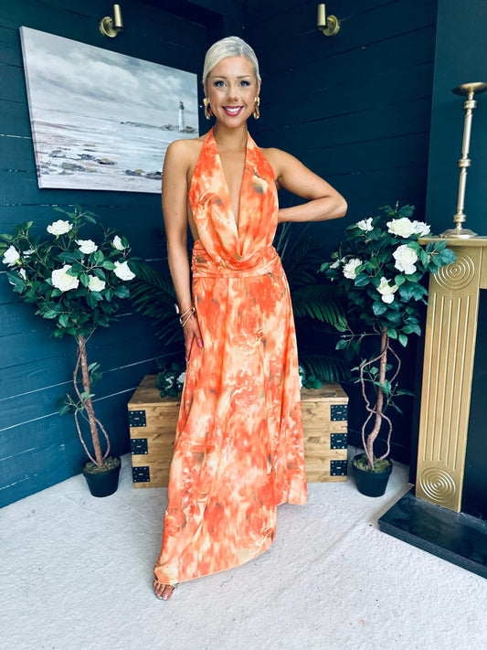 Carrie Halterneck Occasion Dress Amber