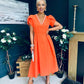 Penelope Pearl Detail Occasion Dress Orange