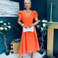 Penelope Pearl Detail Occasion Dress Orange