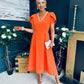 Penelope Pearl Detail Occasion Dress Orange