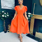 Penelope Pearl Detail Occasion Dress Orange