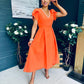 Penelope Pearl Detail Occasion Dress Orange
