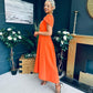 Penelope Pearl Detail Occasion Dress Orange