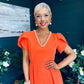 Penelope Pearl Detail Occasion Dress Orange
