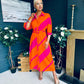 Adrian Belted Shirt Dress Orange & Pink