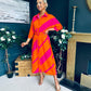 Adrian Belted Shirt Dress Orange & Pink