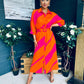 Adrian Belted Shirt Dress Orange & Pink