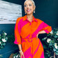 Adrian Belted Shirt Dress Orange & Pink