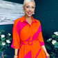 Adrian Belted Shirt Dress Orange & Pink