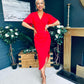 Natasha Angel Sleeve Midi Dress Red