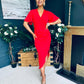 Natasha Angel Sleeve Midi Dress Red
