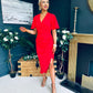 Natasha Angel Sleeve Midi Dress Red