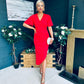 Natasha Angel Sleeve Midi Dress Red