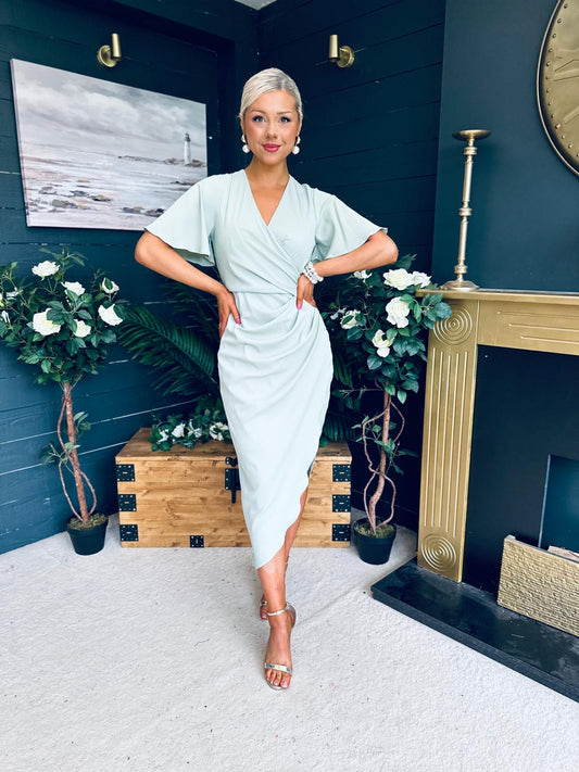 Natasha Angel Sleeve Midi Dress Sage