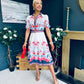 Carmen Cream Floral Border Print Midi Dress