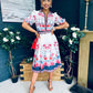 Carmen Cream Floral Border Print Midi Dress