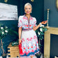Carmen Cream Floral Border Print Midi Dress