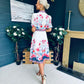 Carmen Cream Floral Border Print Midi Dress