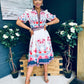 Carmen Cream Floral Border Print Midi Dress