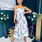 Danni Strapless Bandeau Midi Dress Yellow Floral