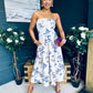 Danni Strapless Bandeau Midi Dress Yellow Floral