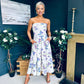 Danni Strapless Bandeau Midi Dress Yellow Floral