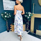 Danni Strapless Bandeau Midi Dress Yellow Floral