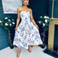 Danni Strapless Bandeau Midi Dress Yellow Floral