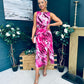 Bay Boat Neck Keyhole Detail Midi Dress Burnout Pink