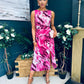Bay Boat Neck Keyhole Detail Midi Dress Burnout Pink